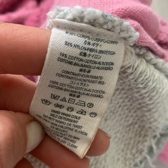 Free People Pink/Gray Fuzzy Oversized Color block Hoodie Lagenlook Sweater Sz S - Picture 12 of 12